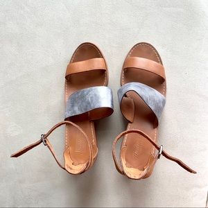 Madewell leather sandals silver/English saddle 7